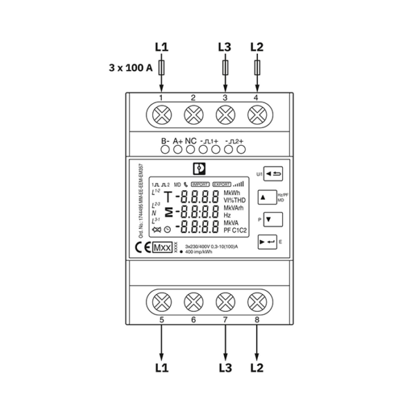 Compteur d'énergie triphasé EM357